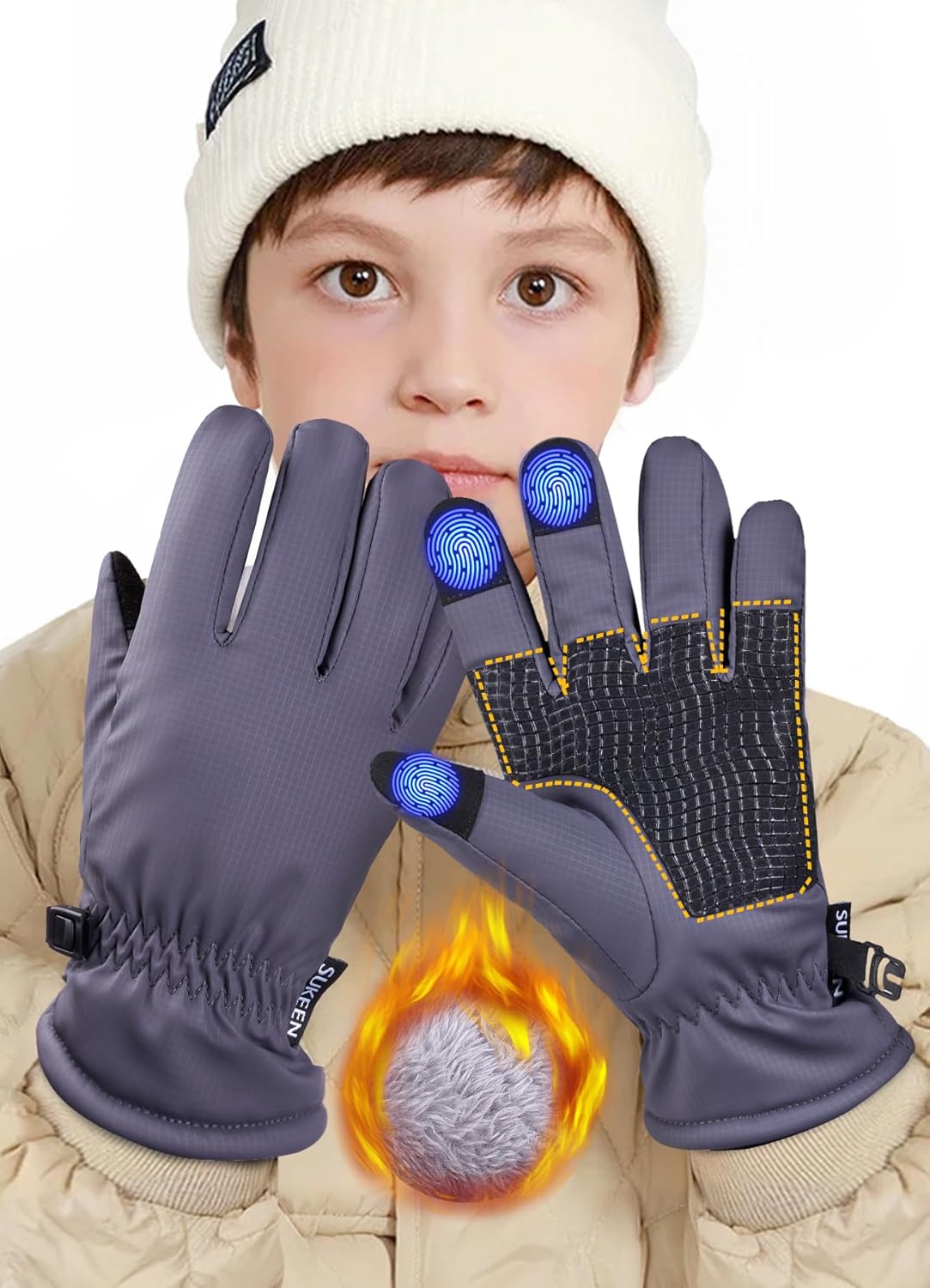 Sukeen Kids -5℉ Winter Gloves for Boys Girls Windproof Ski Gloves Ant