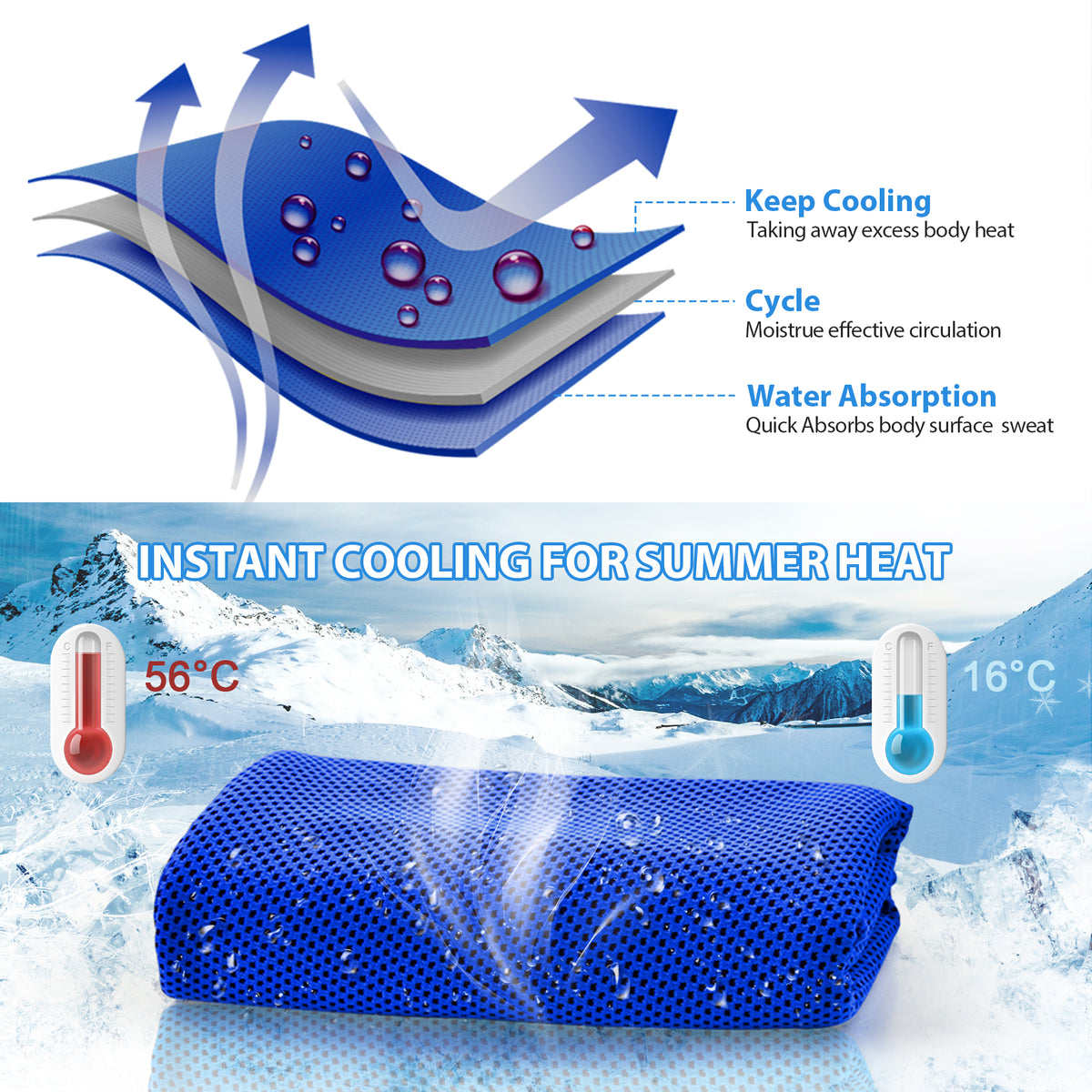 Sukeen Cooling Towel Instant Evaporative Cooling,Snap Cooling Towel