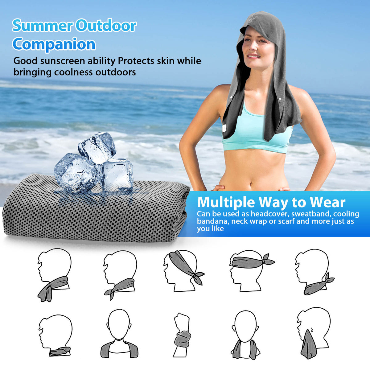 Sukeen Cooling Towel Instant Evaporative Cooling,Snap Cooling Towel