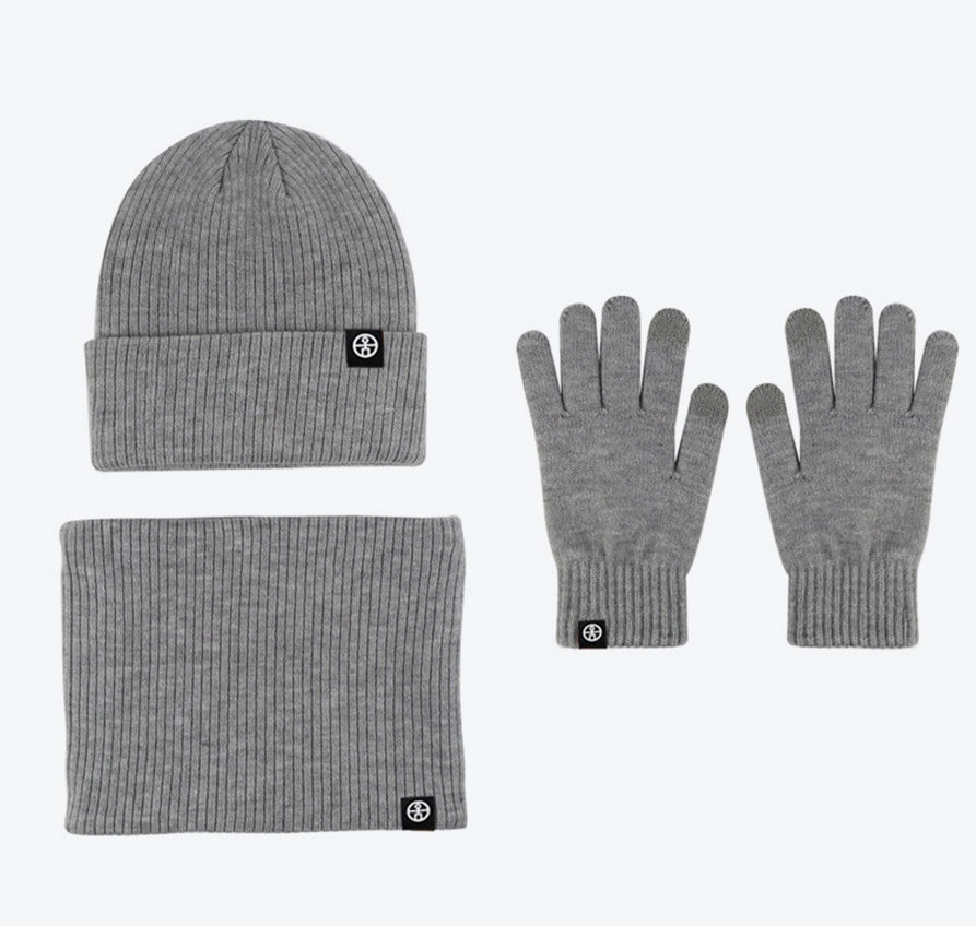 Warm Wool Hat Scarf Gloves Three-Piece Set