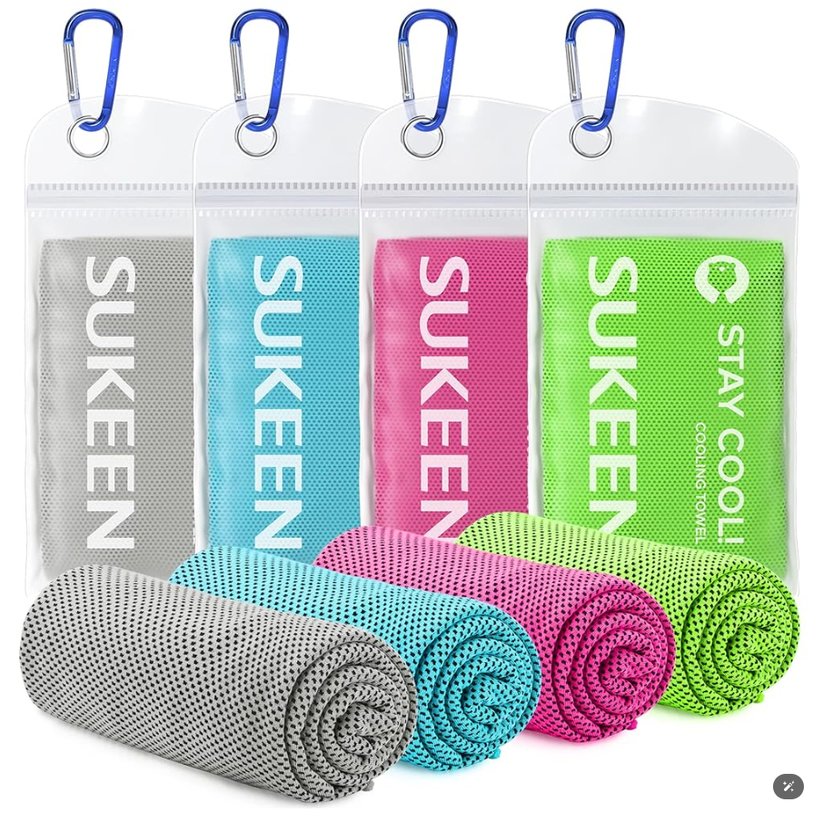 Sukeen [4 Pack] Cooling Towel (40"x12"),Ice Towel,Soft Breathable Chilly Towels for Yoga,Sport & More