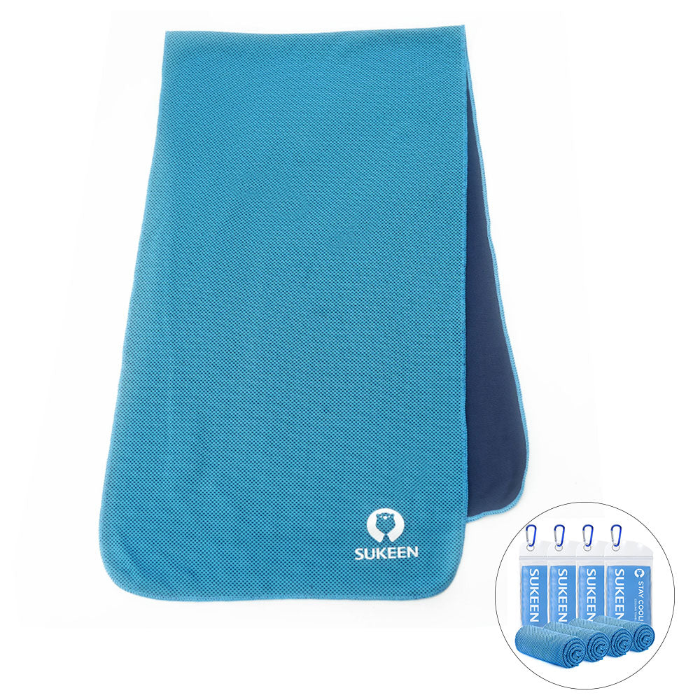 [4 Pack] Sukeen Cooling Towel (40"x12"),Ice Towel,Soft Breathable Chilly Towel,Microfiber Towel (Multicolor-3)