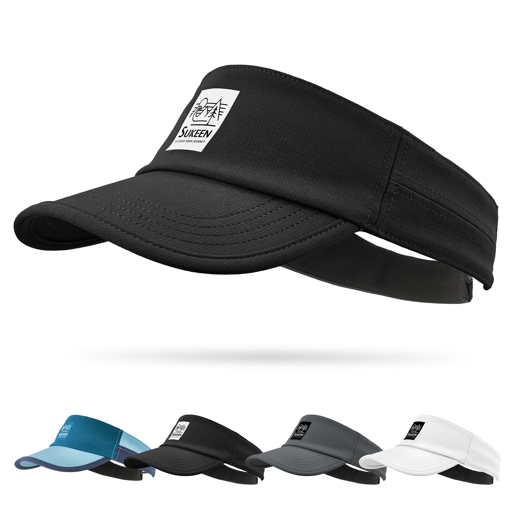 Sukeen Sports Sun Visor for Men Women, Lightweight Quick-Dry Outdoor Visor Hat, Packable Running Tennis Golf Visor