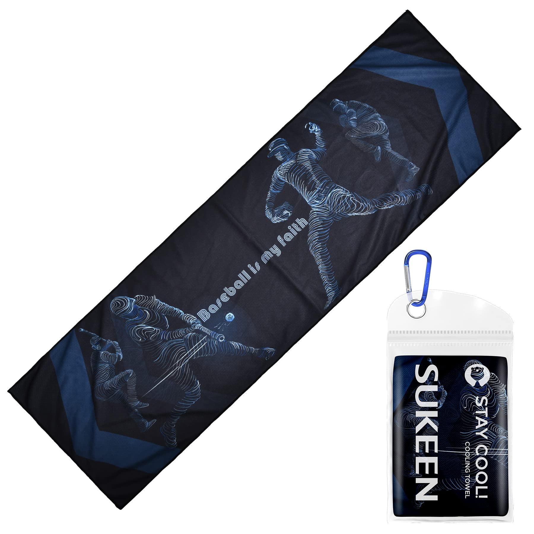 Sukeen Cooling Towels(40"x 12"), Cool Towels for Neck, Baseball Sport Cool Rag for Gym, Cooling Towel for Yoga, Golf, Camping, Running, Workout & More Activities