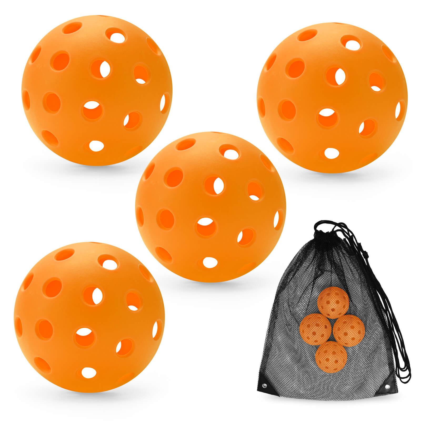 Orange Hybrid Pickleballs — Set of 4