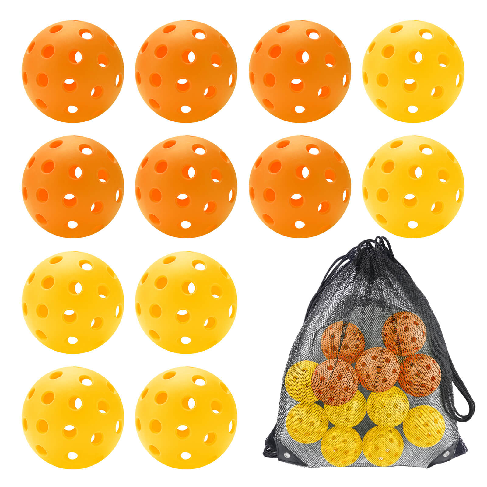Orange Hybrid Pickleballs — Set of 12