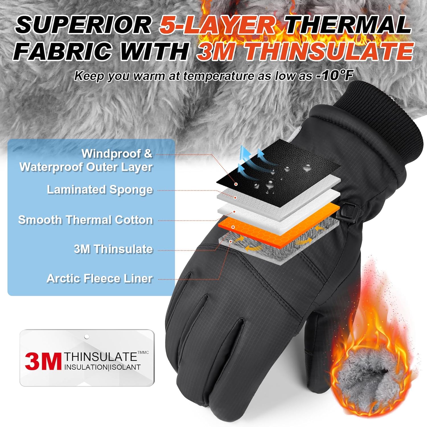 thinsulate handschuhe winter Sukeen -10°F Winter Gloves Men Women 3M Thinsulate Thermal Gloves Tou