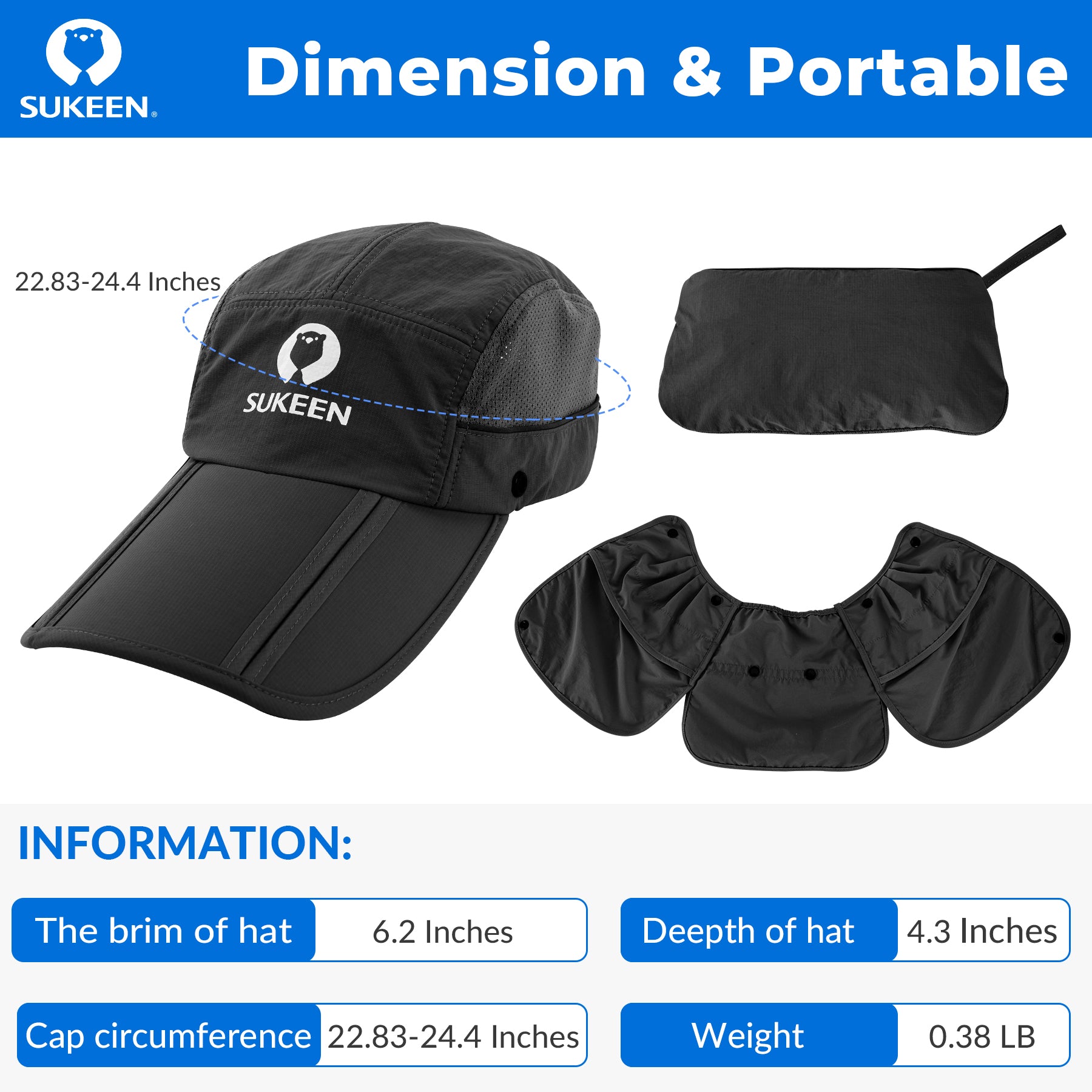 Cooling Hat Detachable Neck Visor Chilly Headwear