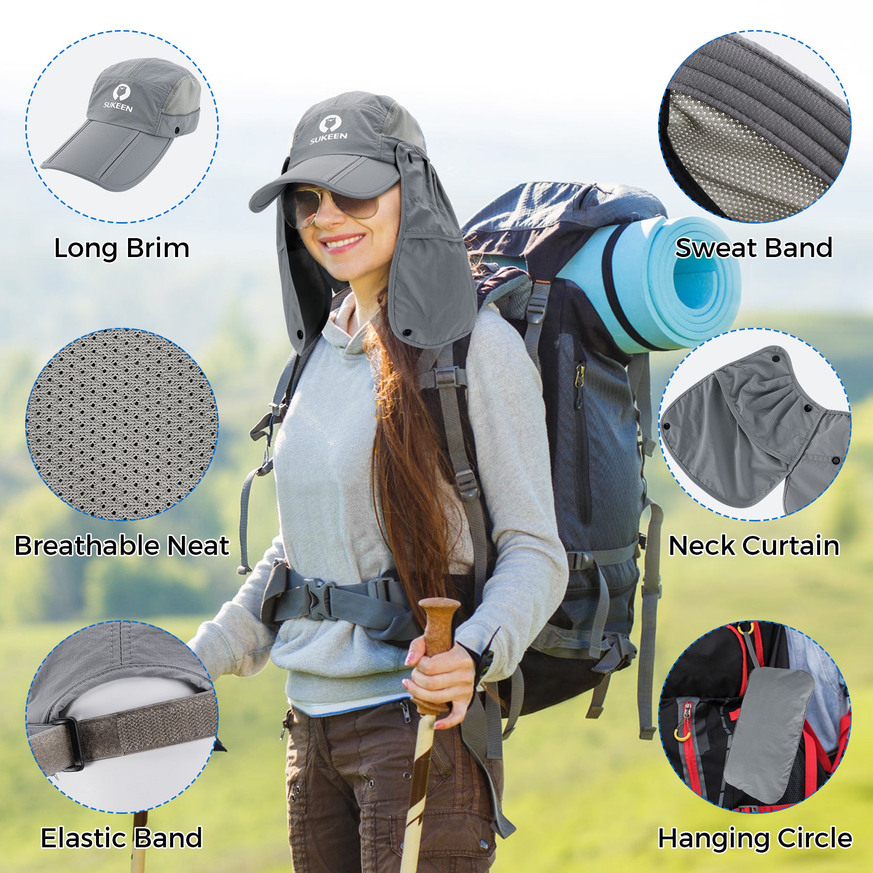 Cooling Hat Detachable Neck Visor Chilly Headwear