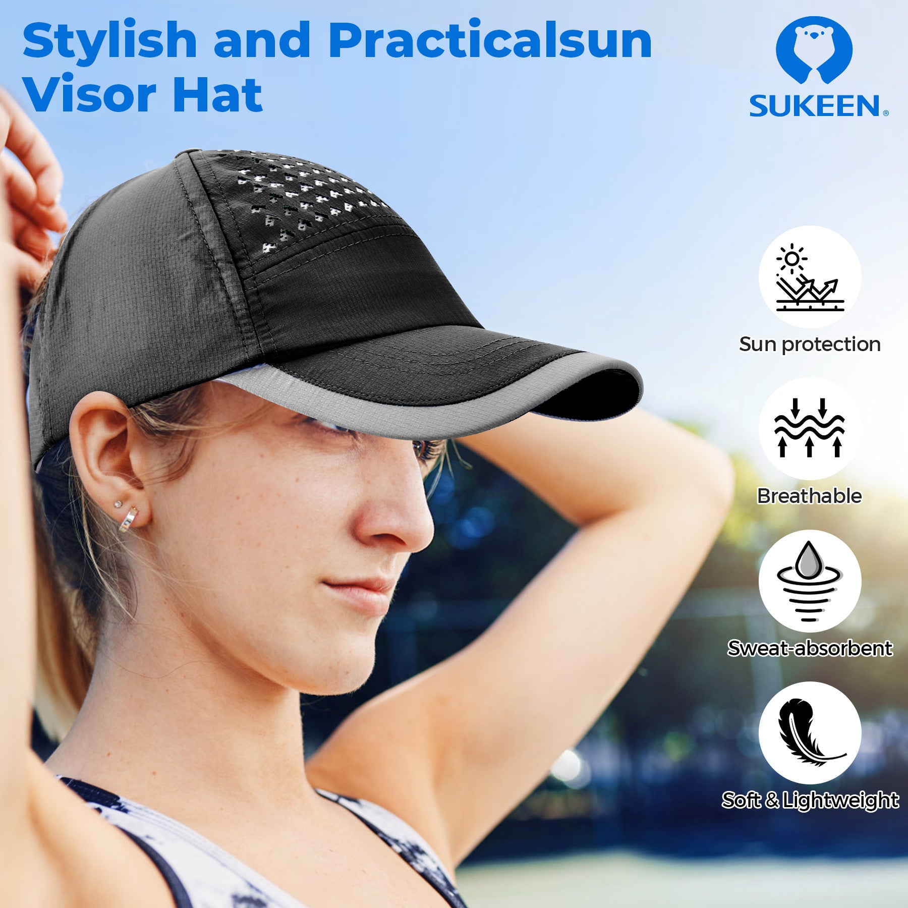 Cooling Hat Breathable Adjustable Velcro Baseball Hat