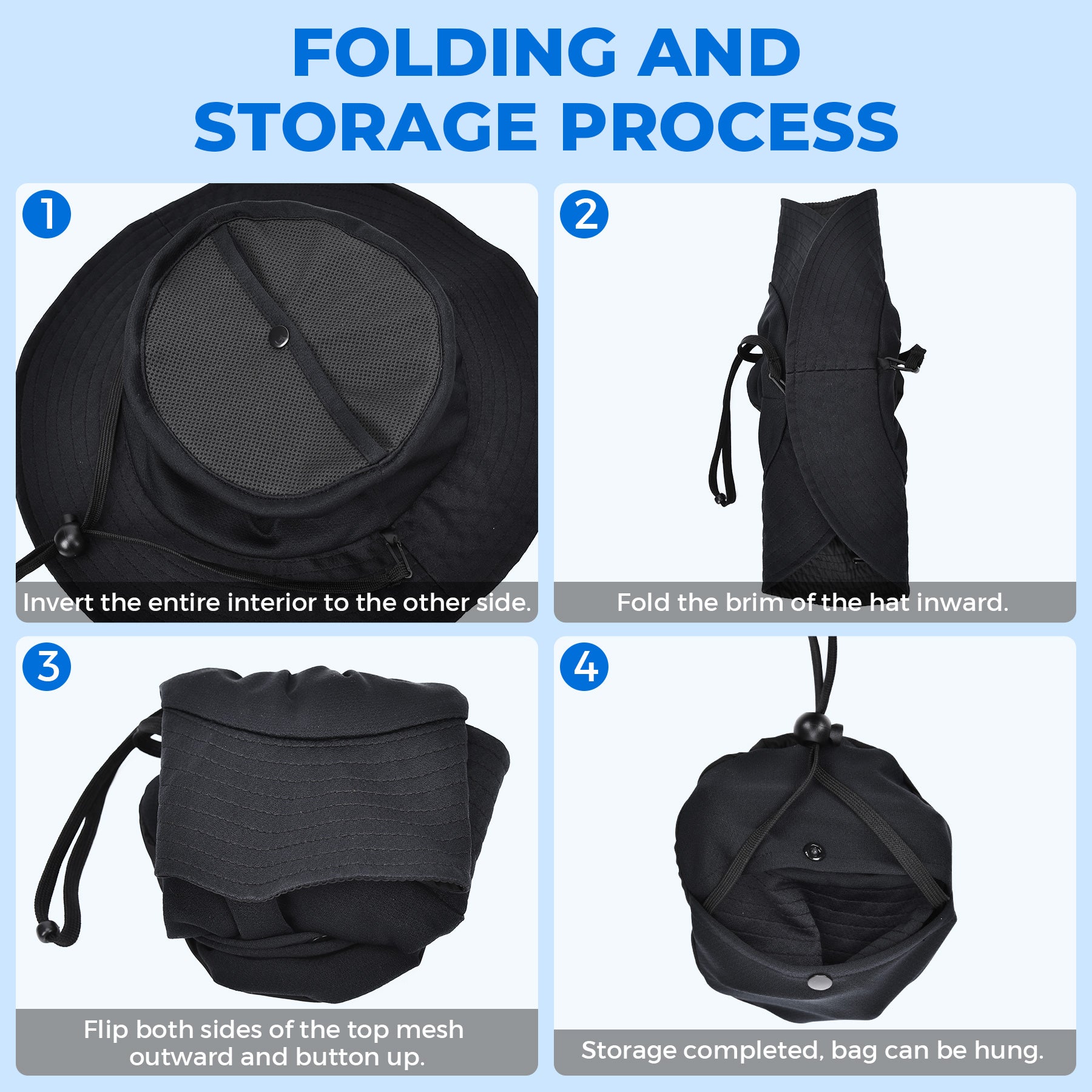 Cooling Hat Polyester Fabric Buckle Windproof Cord