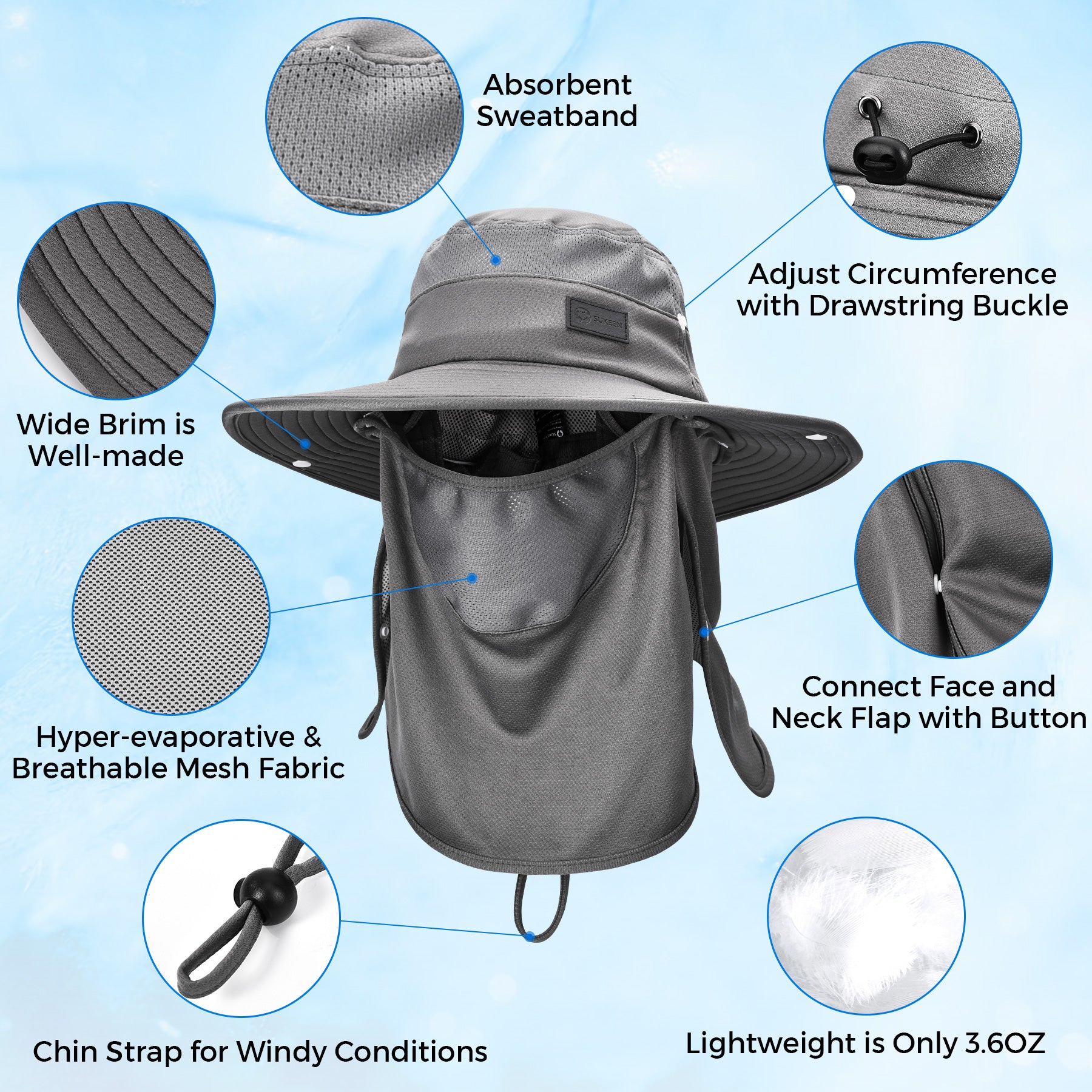Sukeen Cooling Hat,Sun Hat Mesh Fabric Chilly Headwear ChillHead®