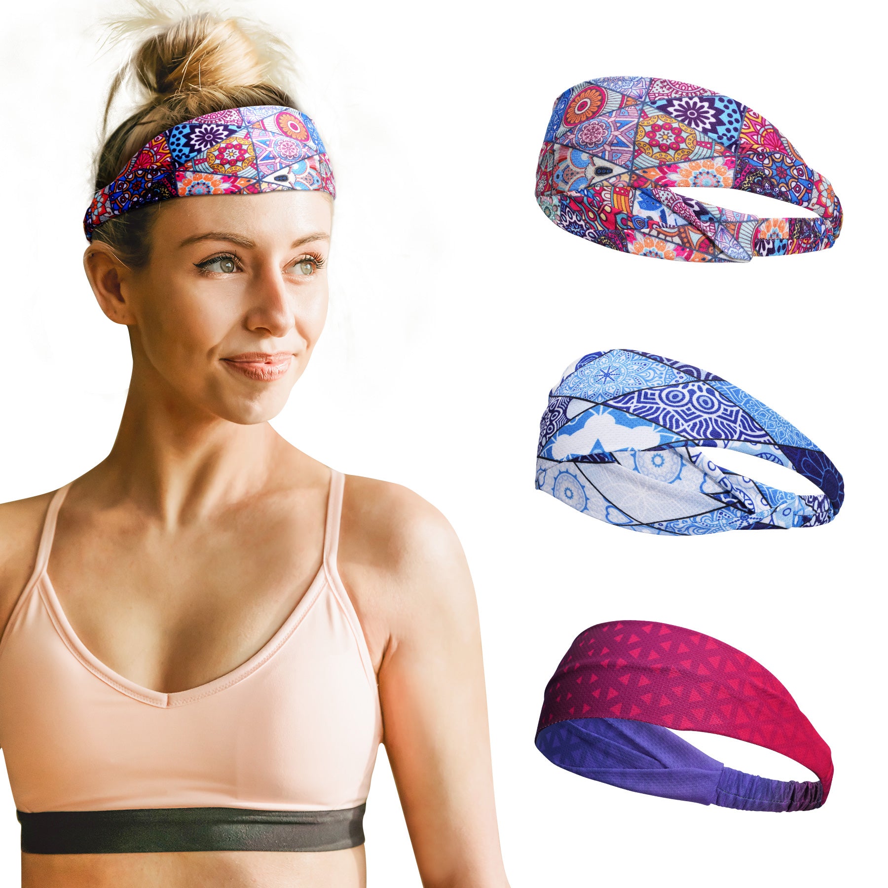 Sukeen Cooling Headband, Unisex UV Non-Slip Elastic Printed Sweatband