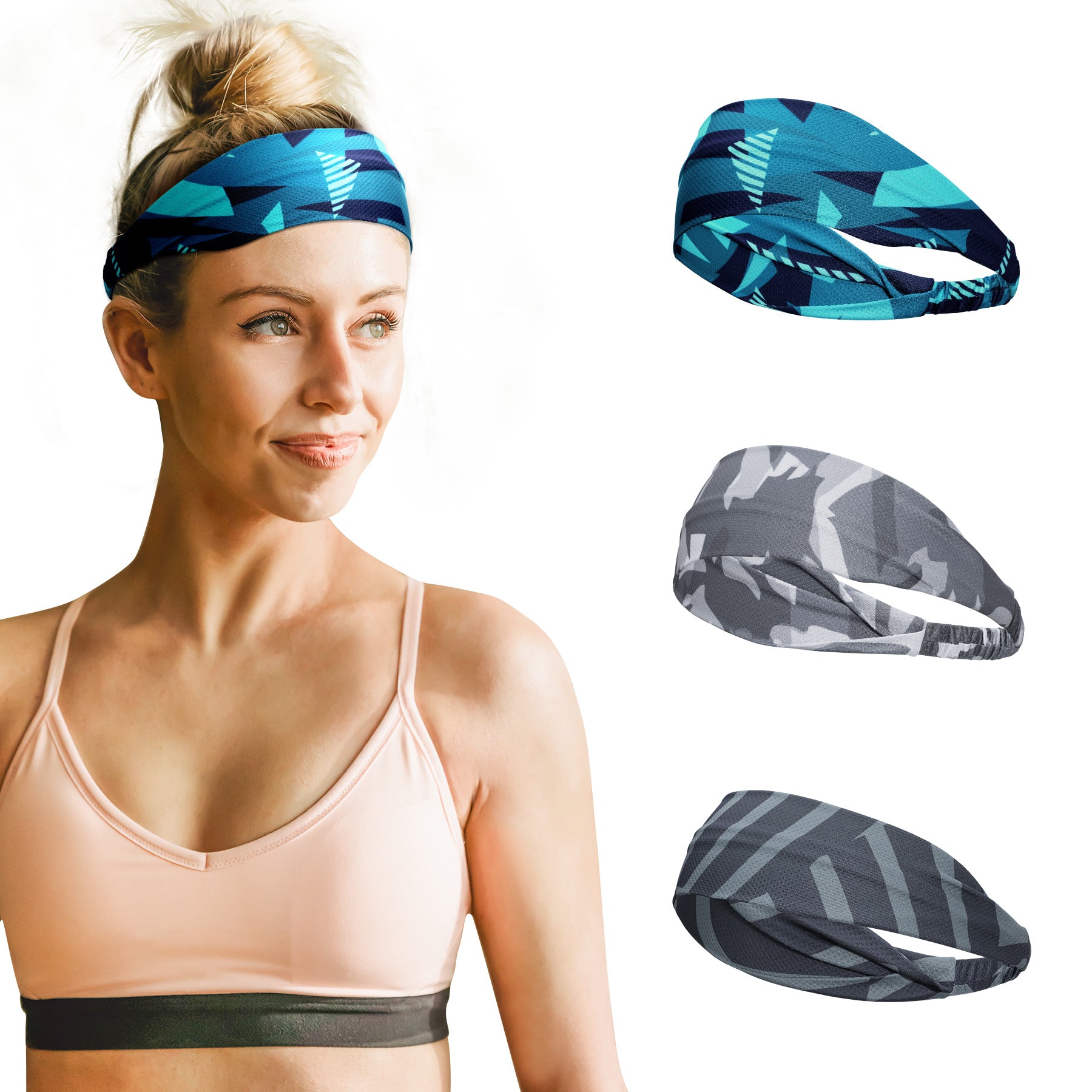 Sukeen Cooling Headband, Unisex UV Non-Slip Elastic Printed Sweatband