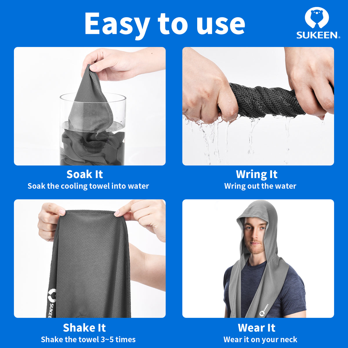 Cooling Towel Hoodie Solid Airy Sport Towel Sukeen