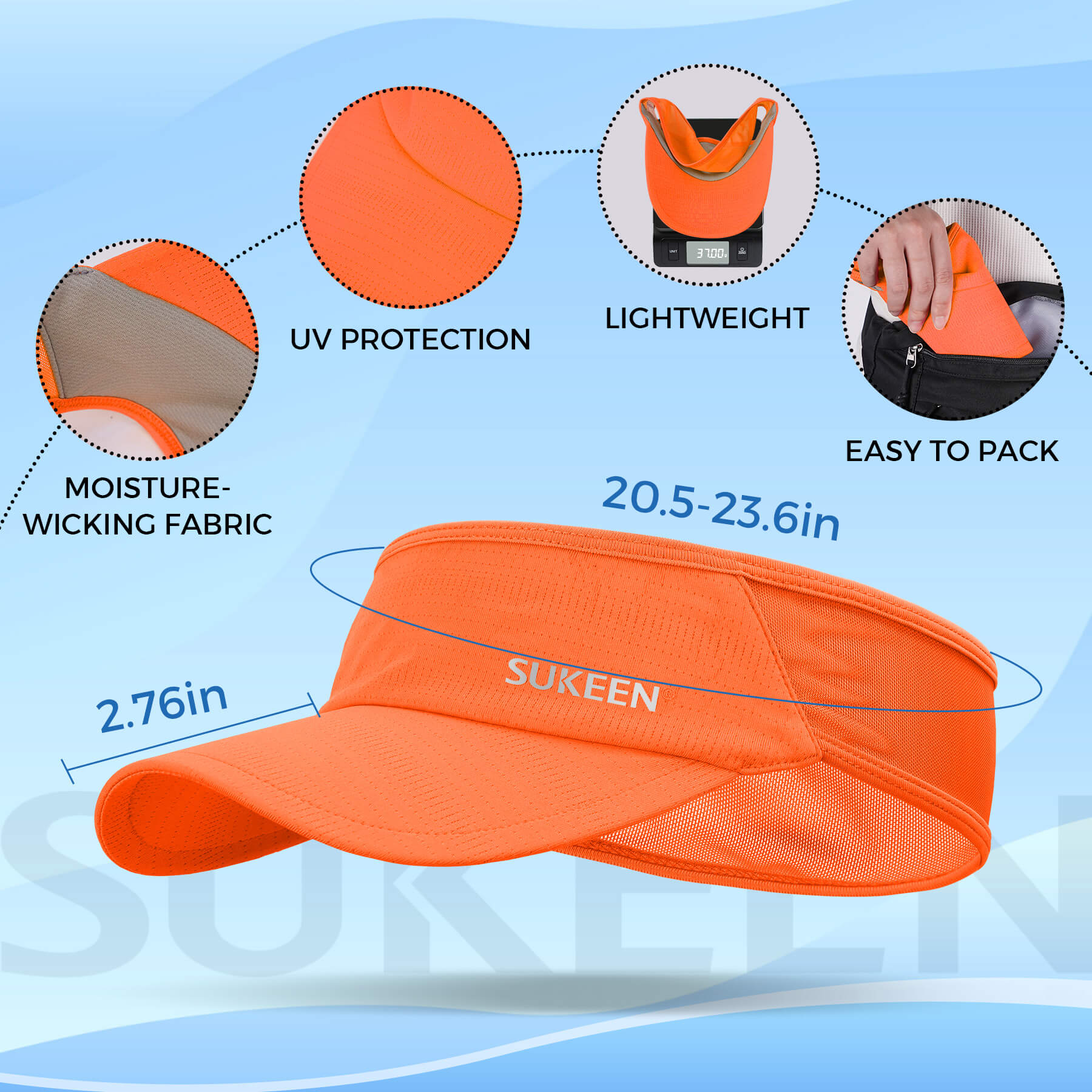 Sports Sun Visor  Lightweight Packable Cooling Stretchy Visor Hat