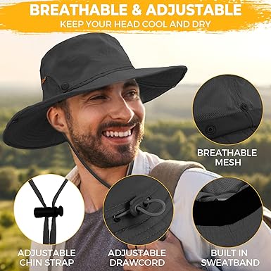 Polyester Fabric Buckle Windproof Cord Cooling Hat