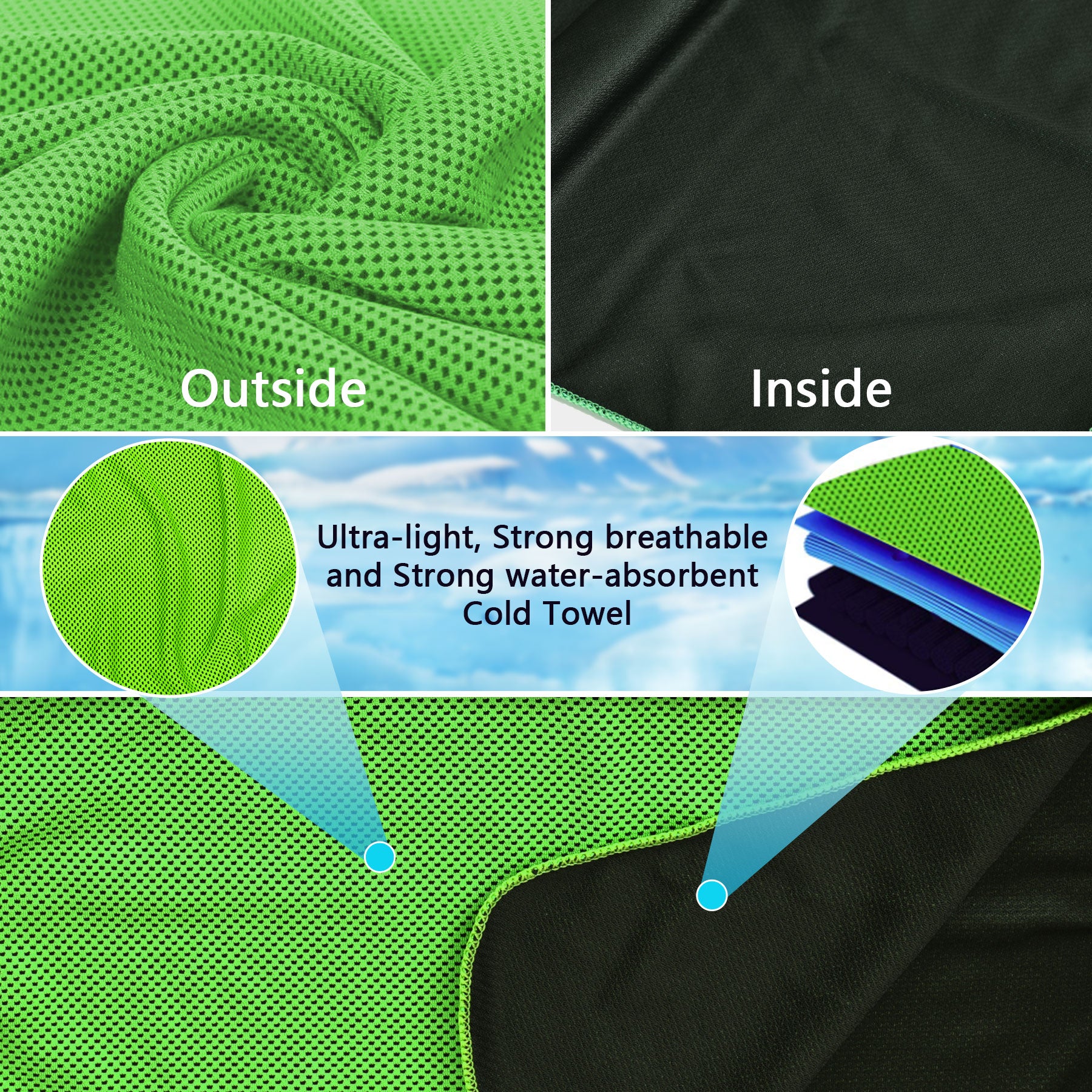 [4 Pack] Sukeen Cooling Towel (40"x12"),Ice Towel,Soft Breathable Chilly Towel,Microfiber Towel (Multicolor-14)
