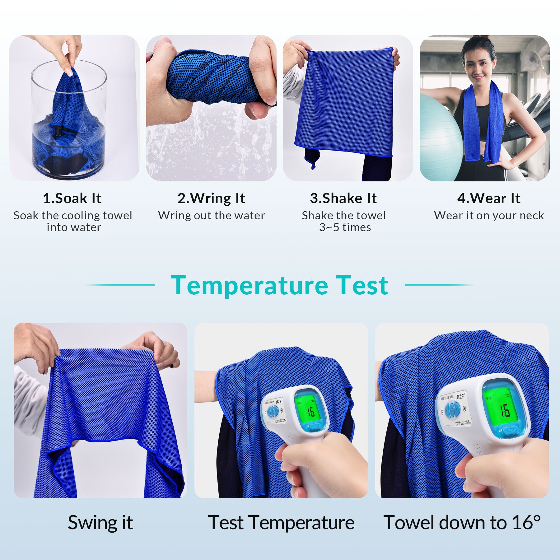 [10 Pack] Sukeen Cooling Towel (40''x 12'') Instant Evaporative Cooling,Snap Cooling Towel ( Color Mix-3)