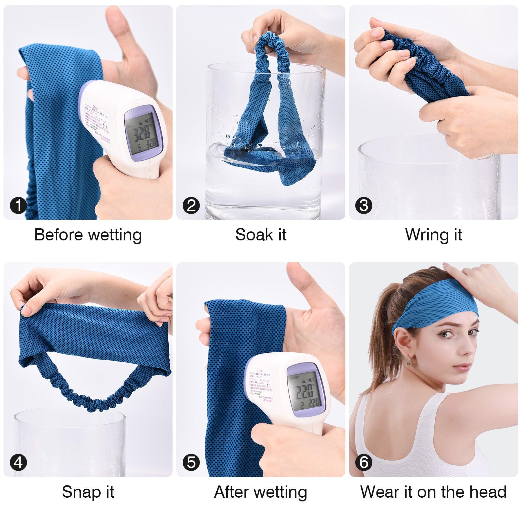 Sukeen Cooling Headband, Sweat Wicking Head Wrap Cooling Elastic Band - Sukeen