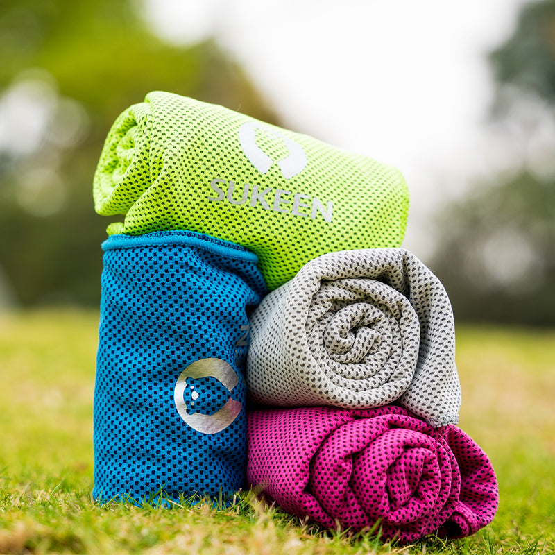 [4 Pack] Sukeen Cooling Towel (40"x12"),Ice Towel,Soft Breathable Chilly Towel,Microfiber Towel (Multicolor-15)