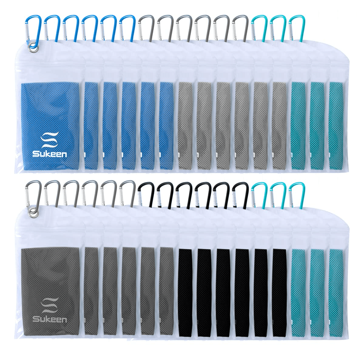 [30 Pack] Sukeen Cooling Towel Instant Evaporative Cooling,Snap Cooling Towel ( Color Mix-1) - Sukeen