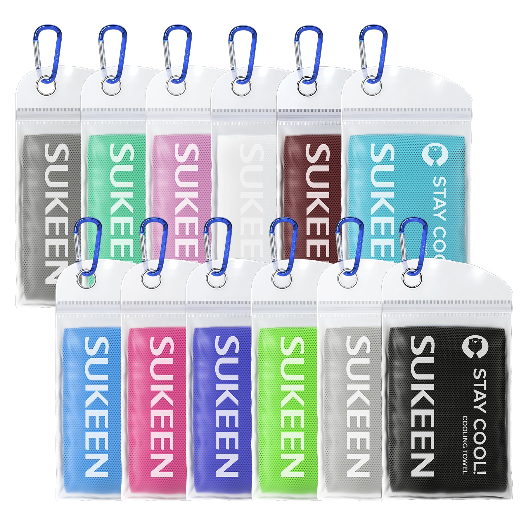 [12 Pack] Sukeen Cooling Towel Instant Evaporative Cooling,Snap Cooling Towel ( Color Mix-1)